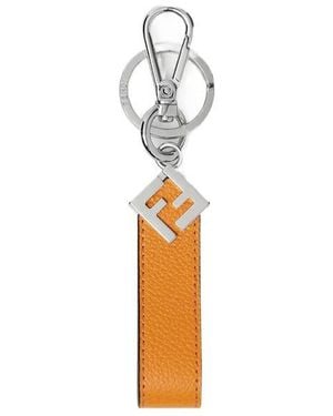 Fendi Dark And Leather Key Ring - White