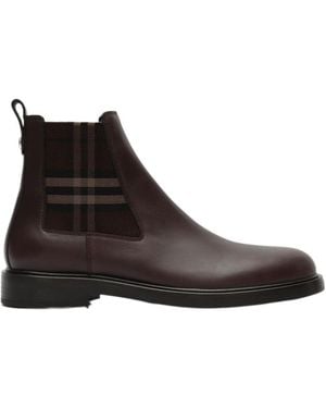 Burberry Leather Pembroke Boots - Brown