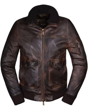 Moorer Long-Sleeved Leather Jacket - Black