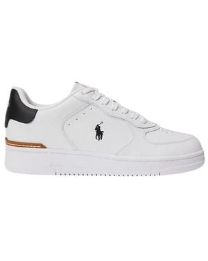 Polo Ralph Lauren Round-Toe Lace-Up Trainers - White