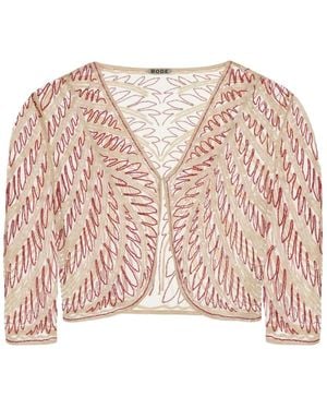 Bode Mesh-Trimmed Cardigan - Pink