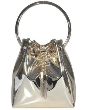 Jimmy Choo Bon Bon Logo Plaque Top Handle Bag - White