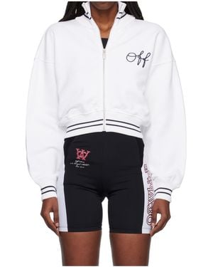 Off-White c/o Virgil Abloh Logo-Embroidered Striped Bomber Jacket - White