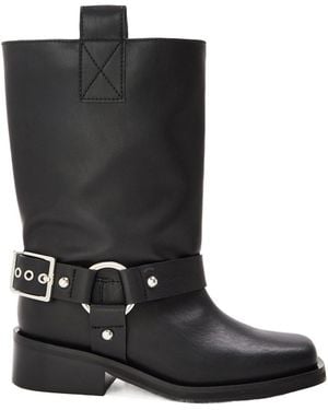 Ganni Midcalf Biker Boots - Black