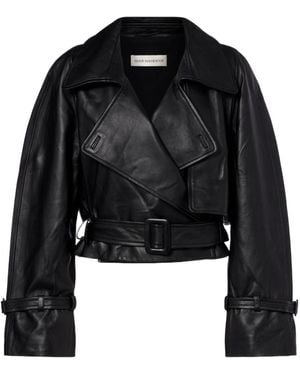 Nour Hammour Hatti Cropped Leather Jacket - Black