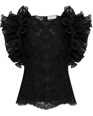 Zimmermann Ruffled Lace Top - Black