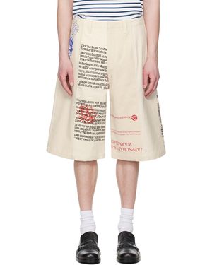 Marine Serre Regenerated Tote Bags Cargo Shorts - Natural
