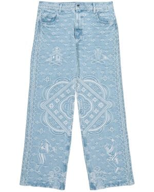 CASABLANCA Carpet Jacquard Baggy Denim Jeans - Blue