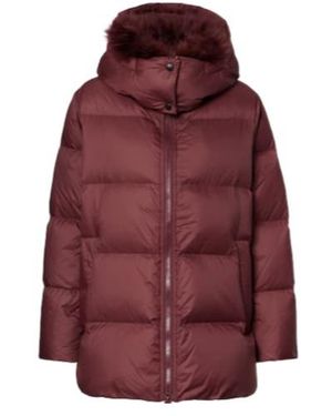 Yves Salomon Warm Hooded Down Jacket - Red