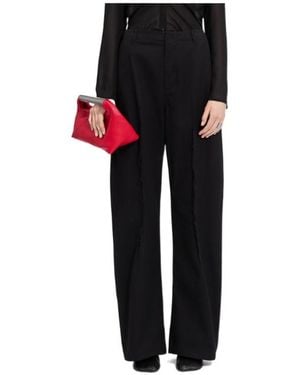 MM6 by Maison Margiela Light Cotton Twill Wide-Leg Trousers - Black