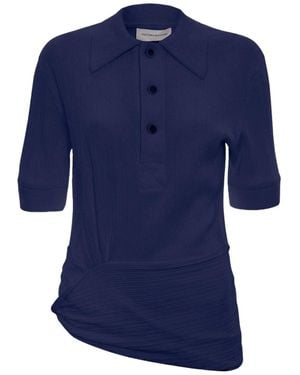 Victoria Beckham Twist Detail Polo Top - Blue