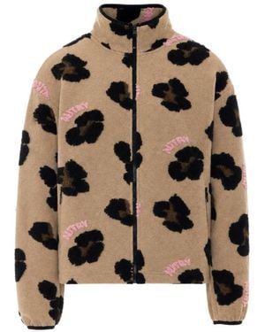 Autry Long-Sleeved Leopard Print Jacket - Brown