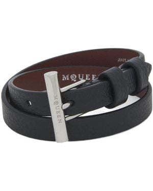 McQueen T-Bar Double-Wrap Bracelet - White