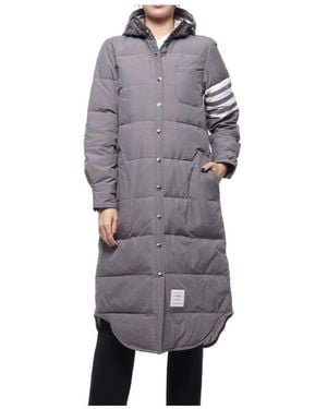 Thom Browne 4 Bar Striped Padded Long Coat - Grey