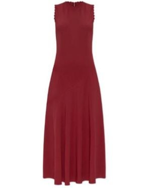 Ulla Johnson Scallop-Trim Midi Dress - Red