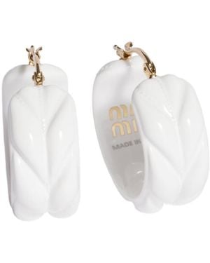 Miu Miu Matelassé Plexiglas Earrings - White