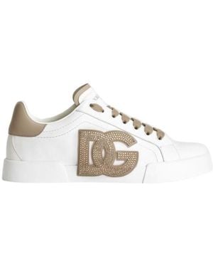 Dolce & Gabbana Portofino Logo-Embellished Low-Top Sneakers - White