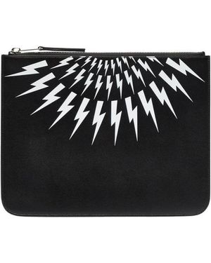 Neil Barrett Lightning Pattern Clutch - Black