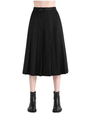 AURALEE Pleated Midi Skirt - Black