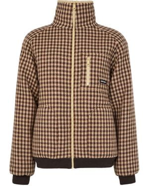 Miu Miu High Collar Long Sleeve Cotton Coat - Brown
