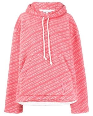 JW Anderson Logo-Embroidered Fleece-Textured Hoodie - Pink