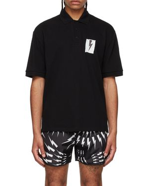 Neil Barrett Logo Short-Sleeved Polo Shirt - Black