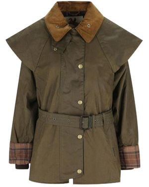 Barbour Cropped Beadnell Waxed Jacket - Green