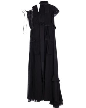 Sacai Ruffled Asymmetric Dress - Black