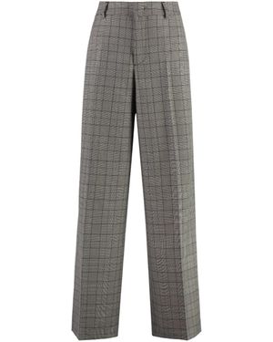 Pt Pantaloni Pt01 Wide Leg Check Pants - Gray