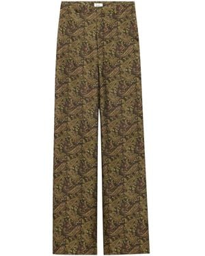 Saint Laurent Paisley Mid-Rise Pants - Green