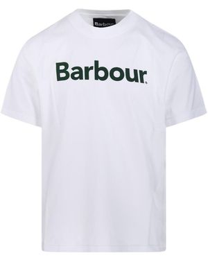 Barbour Logo Printed Crewneck T-Shirt - White