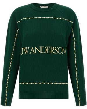 JW Anderson Jw Anderson Wave Logo Knitted Sweater - Green