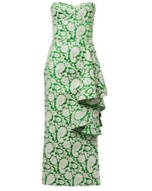 Johanna Ortiz Draped Paisley Midi Dress - Green