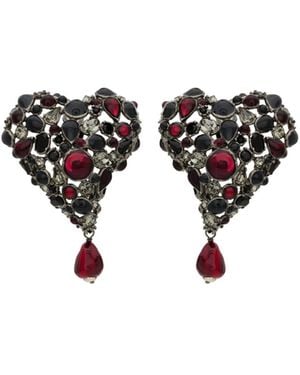 Saint Laurent Embellished Heart Earrings - White