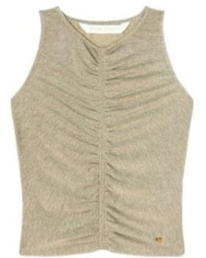 Palm Angels Ruched Lurex Tank Top - Natural