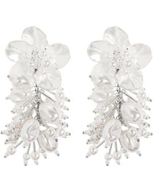 Self-Portrait Flower Earrings - White
