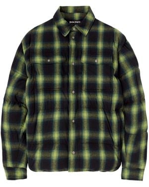 Palm Angels Checked Puffer Jacket - Green