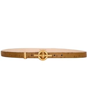 Balmain Embossed Calfskin T-Bar Belt - White
