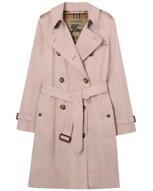 Burberry Mid-Length Tropical Gabardine Kensington Trench Coat - Pink