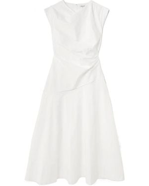 Veronica Beard Lisette Gathered Cotton-Blend Poplin Midi Dress - White