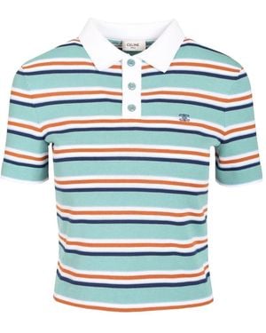 Celine Knitted Cotton Polo Shirt - Blue
