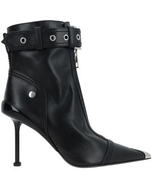McQueen Buckle-Fastened Pointed-Toe Ankle Boots - Black