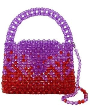 Germanier Bead-Embellished Top Handle Bag - Red