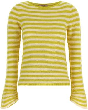 Twinset Flared Sleeve Striped Knitted Jumper - Yellow