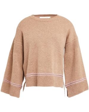 Marni Twotone Wool Shortsleeve Knit Sweater - Natural