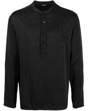 Tom Ford Long-Sleeved Half Buttoned Pyjama Shirt - Black
