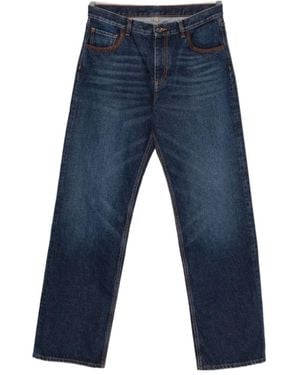 Etro Logo-Patch Straight-Leg Jeans - Blue