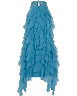 Alberta Ferretti Ruffled Mini Dress - Blue