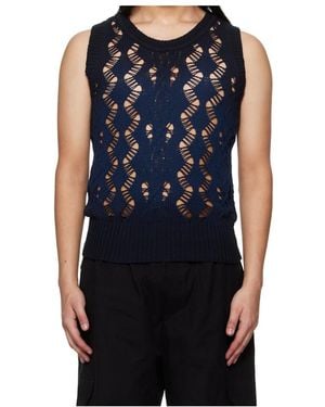 Egonlab Textured Knit Vest - Blue