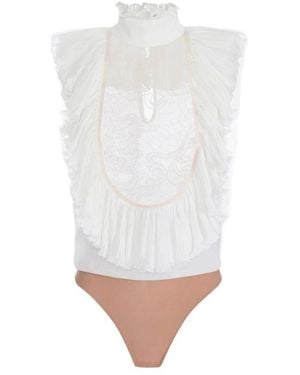 Elisabetta Franchi Lace Detailed Bodysuit - White